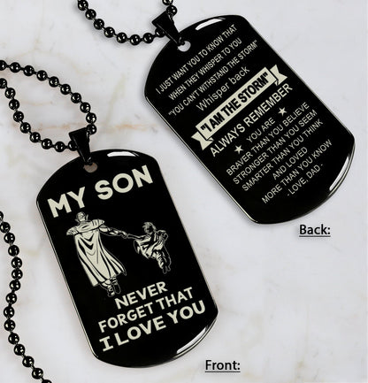DRB Personalized Double Sided Dog Tag To My Son Never Forget That I Love You - Whisper Back I'm The Storm