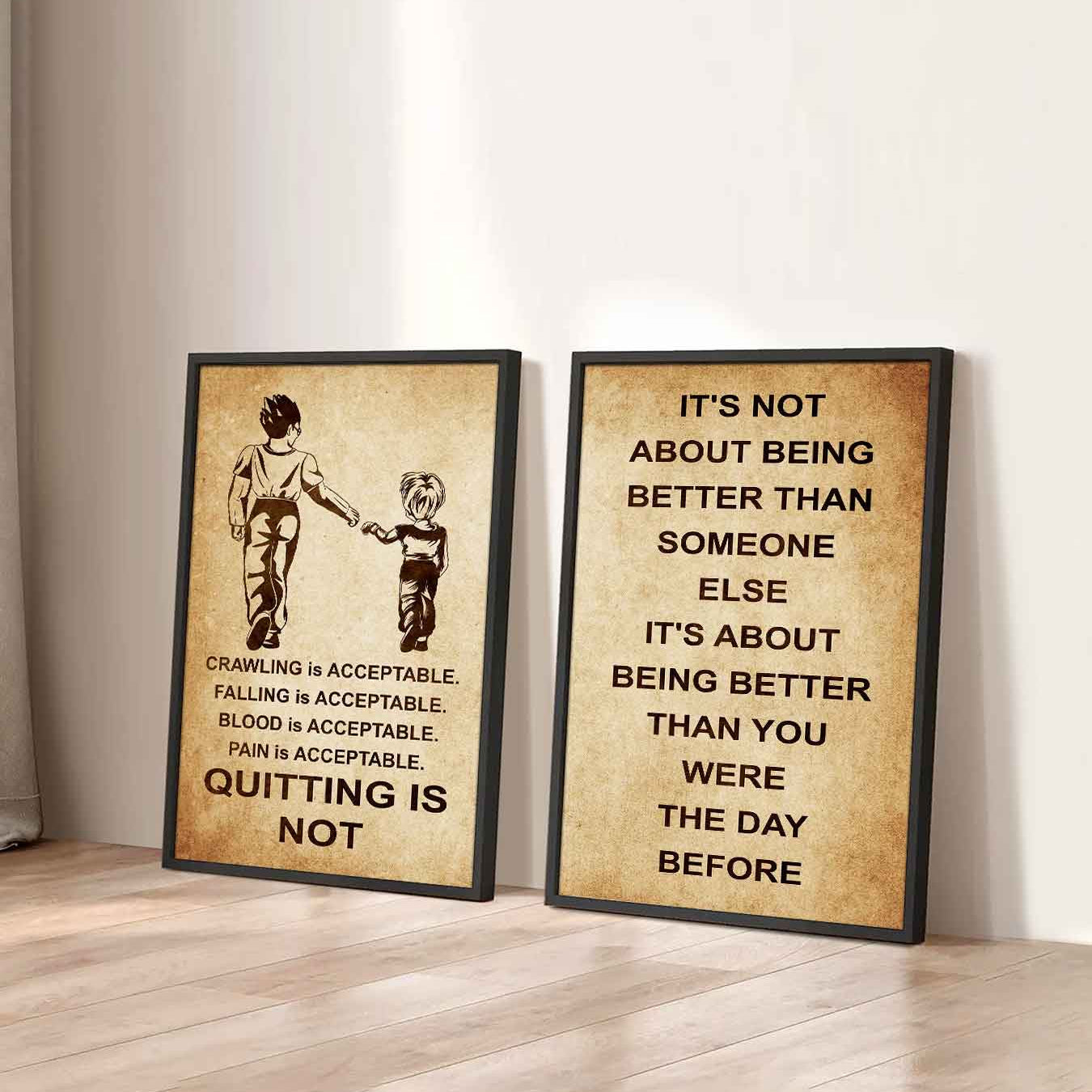 Combo 2 DRB Poster Canvas Quitting Is Not - It's Not About Being Better Than Someone Else It's About Being Better Than You Were The Day Before