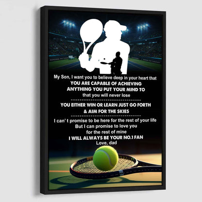 Baseball Poster Canvas Dad To Son - You Will Never Lose You Either Win Or Learn I Will Always Your No 1 Fan