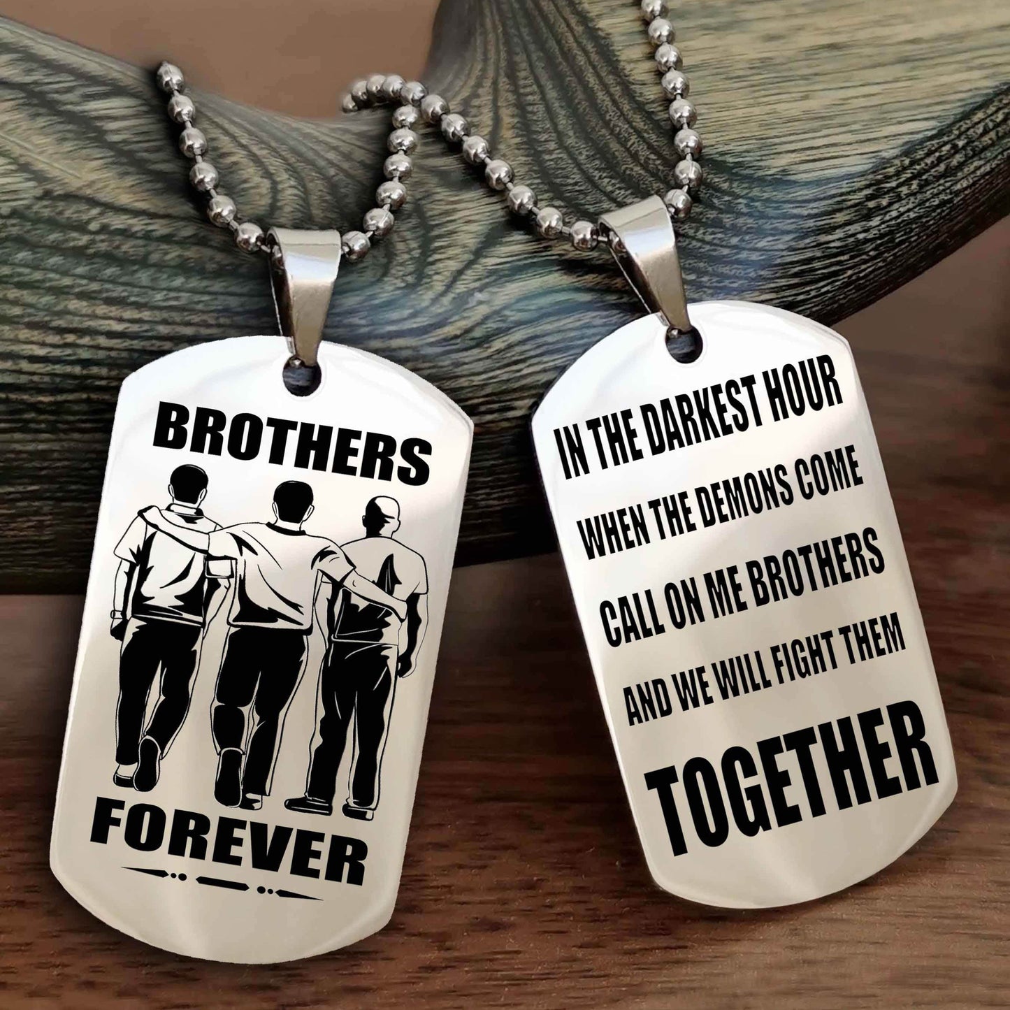 DRB 3 Brother Personalized Double Sided Dog Tag For My Brother - Call On Me Brother And We Will Fight Them Together Gift For Your Friend
