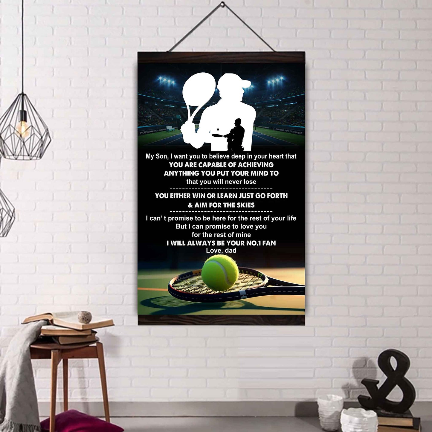 Baseball Poster Canvas Dad To Son - You Will Never Lose You Either Win Or Learn I Will Always Your No 1 Fan