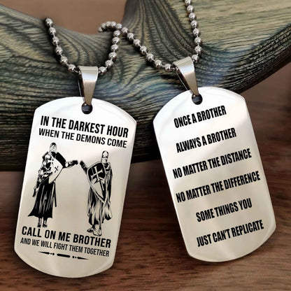 Customizable engraved dog tag double sided gift from brother Once A Brother Always A Brother