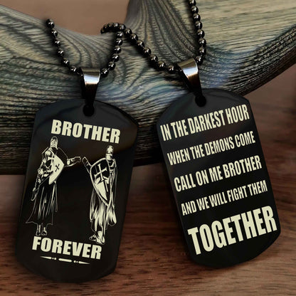Biker Personalized Double Sided Dog Tag For My Brother - Call On Me Brother And We Will Fight Them Together Gift For Your Friend