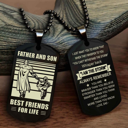 Viking Personalized Double Sided Dog Tag Silver To My Son I Love You - Whisper Back I'm The Storm