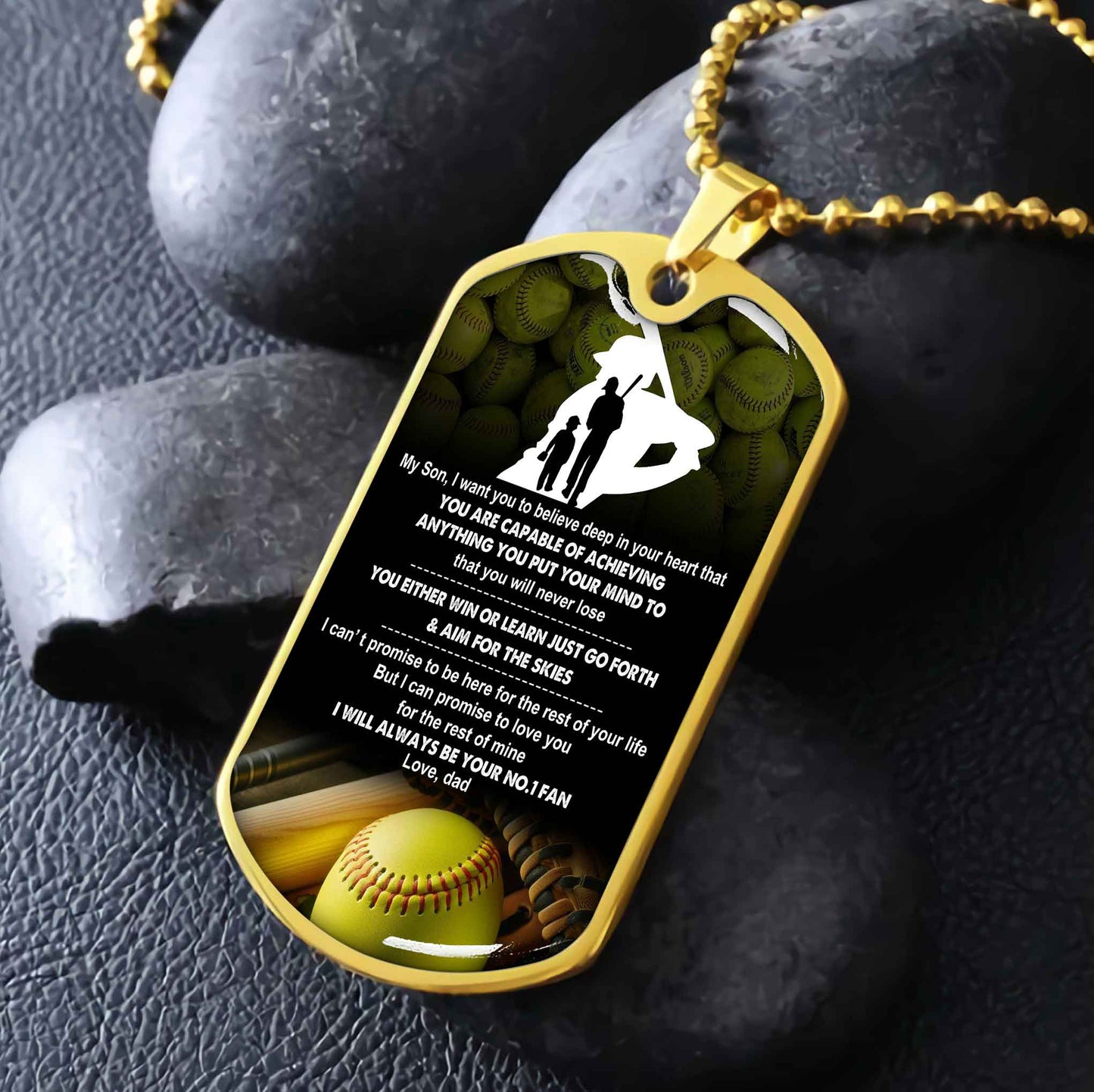 Sport Military Chain 18K Gold Plated Silver Plated To My Son From Dad Motivation Message I Will Always Be Your No 1 Fan