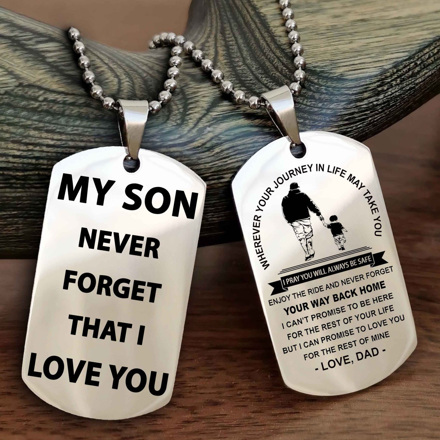 DRB Double Sided Dog Tag To My Son Never Forget That I Love You - Gift For Son Never Forget Your Way Back Home