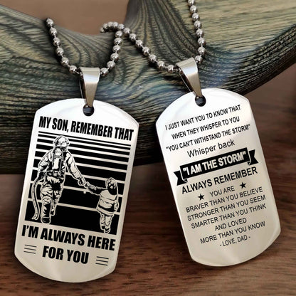 DRB Personalized Double Sided Dog Tag My Son Remember That I Will Always Here Whisper Back I Am The Storm
