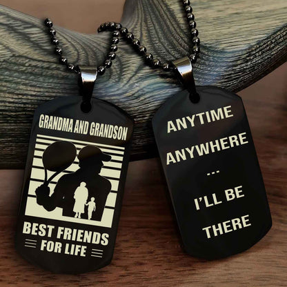 Sport Personalized Double Sided Dog Tag Grandpa And Grandson Best Friend For Life - Anytime Anywhere I Will Be There