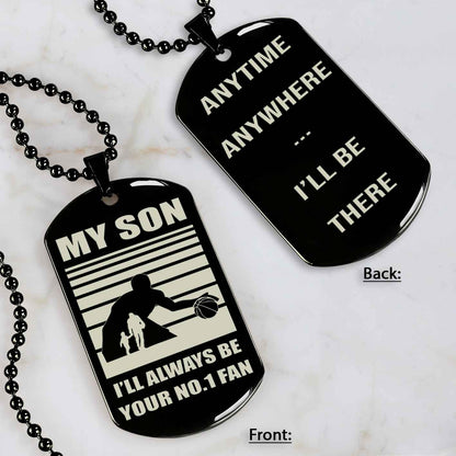 Sport Personalized Double Sided Dog Tag I Will Always Be Your No 1 Fan - Any Time Any Where I Will Be There Gift From Dad To Son