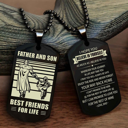 Viking Personalized Double Sided Dog Tag Silver To My Son I Love You - Enjoy The Ride And Never Forget Your Way Back Home From