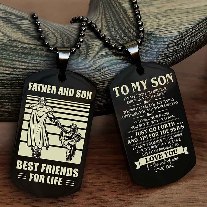 DRB Double Sided Dog Tag Father And Son Best Friend For Life - Gift For Son Just Go Forth And Aim For The Skies