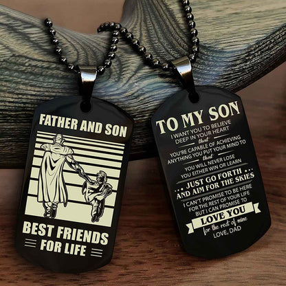 DRB Double Sided Dog Tag Father And Son Best Friend For Life - Gift For Son Just Go Forth And Aim For The Skies