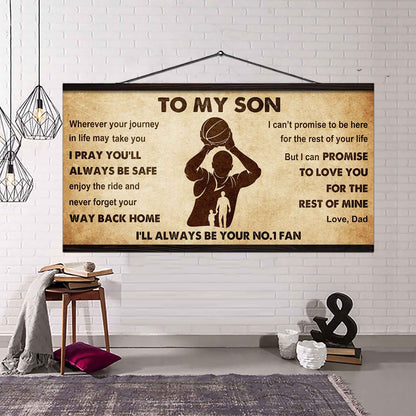 Personalized Sport Poster Canvas I'll Be Your No 1 Fan Dad To Son - Never Forget Your Way Back Home