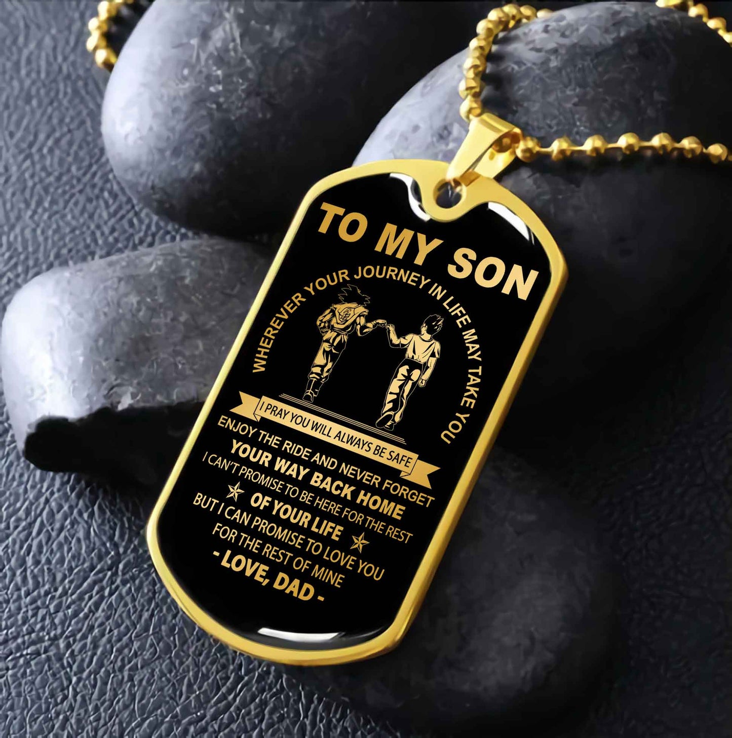 DRB Military Chain 18K Gold Plated Silver Plated To My Son Never Forget Your Way Back Home