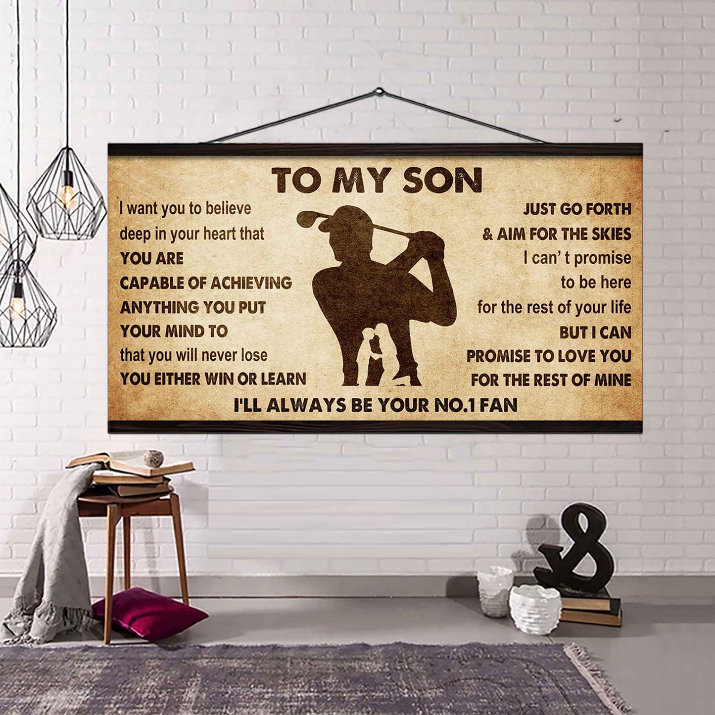 Personalized Sport Poster Canvas I'll Be Your No 1 Fan Mom To Son - You Will Never Losse You Either Win Or Learn