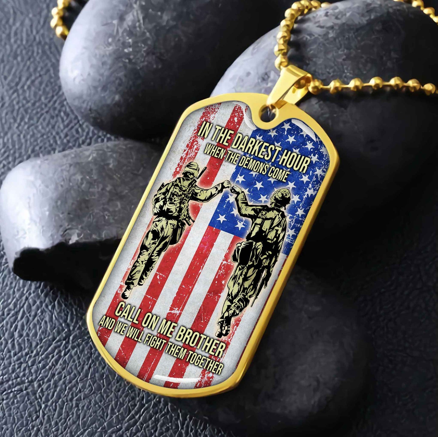 DRB Military Chain Silver Plated 18K Gold Plated Silver Plated Call On Me Brother And We Will Fight Them Together