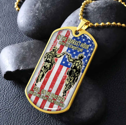 DRB Military Chain Silver Plated 18K Gold Plated Silver Plated Call On Me Brother And We Will Fight Them Together