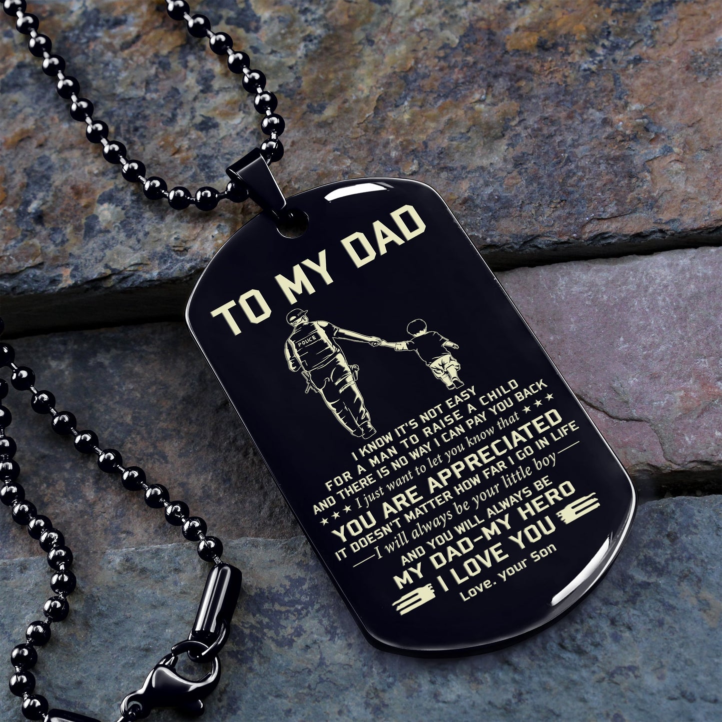 To My Dad One Side Engrave Dog Tag Gift For Your Dad Your Father