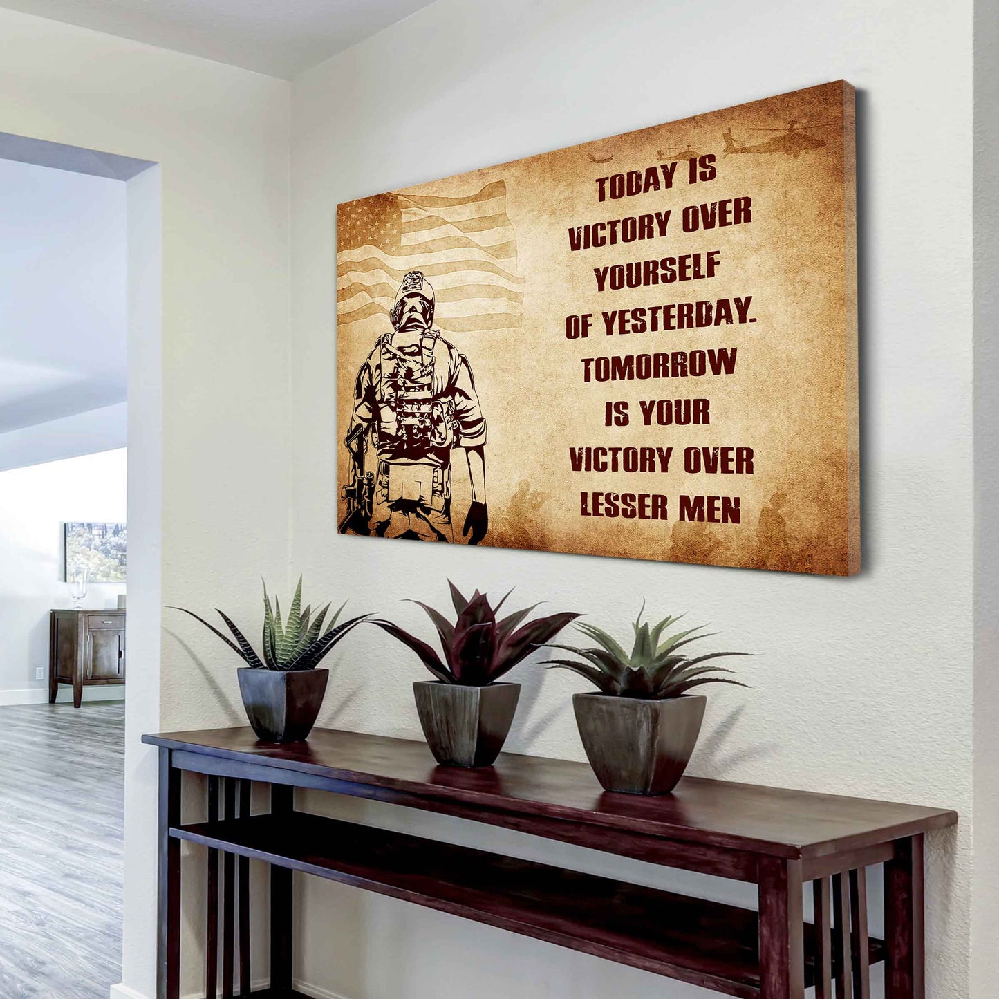 Soldier Poster Canvas Today Is Victory Over Yourself Of Yesterday Best Gift With Motivation Quotes
