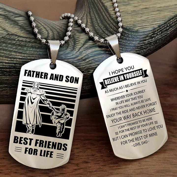 Viking Personalized Double Sided Dog Tag Silver To My Son I Love You - Enjoy The Ride And Never Forget Your Way Back Home From