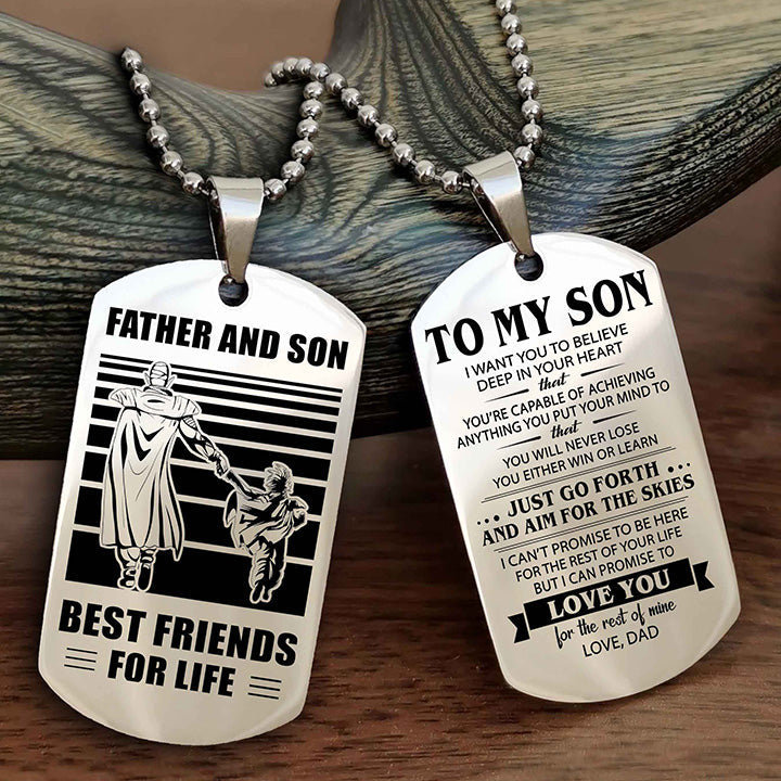 DRB Double Sided Dog Tag Father And Son Best Friend For Life - Gift For Son Just Go Forth And Aim For The Skies