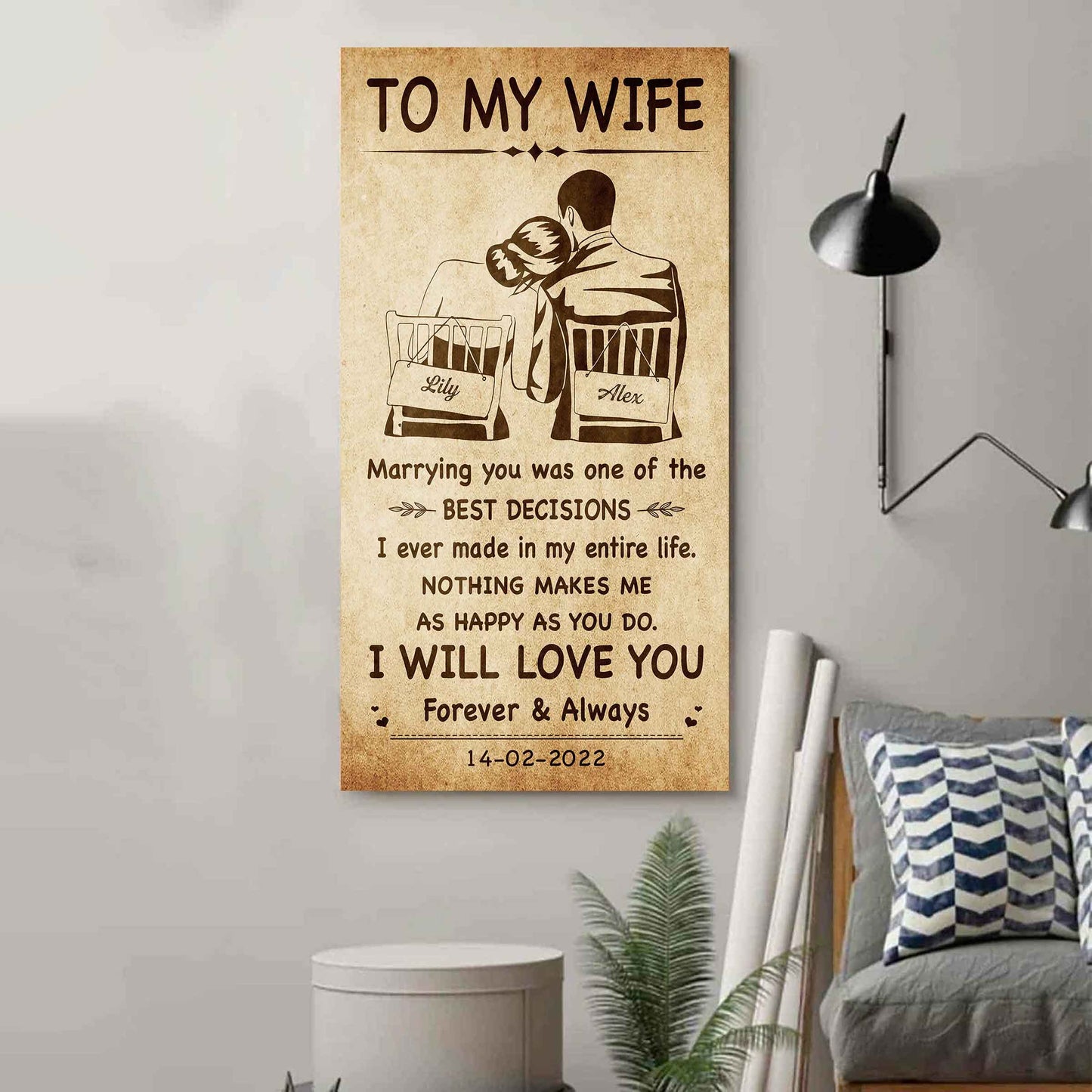 Poster Canvas To My Wife Marrying You Was One Of The Best Decisions - I Will Love You Forever And Always Gift For Your Wife