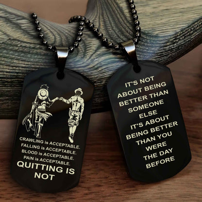 Spartan Double Sided Dog Tag Quiting Is Not It Is About Being Better Than You Were The Day Before