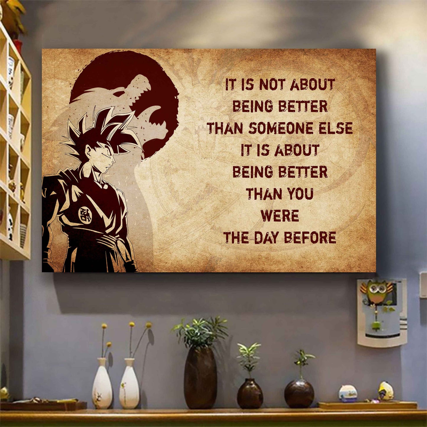 Knight Templar Poster Canvas It's Not About Being Better Than Someone Else Best Gifts Motivation Quotes