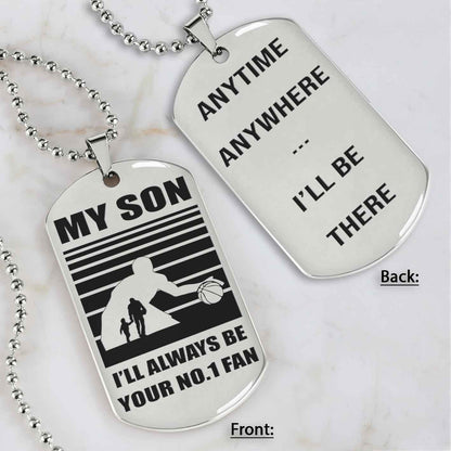 Sport Personalized Double Sided Dog Tag I Will Always Be Your No 1 Fan - Any Time Any Where I Will Be There Gift From Dad To Son