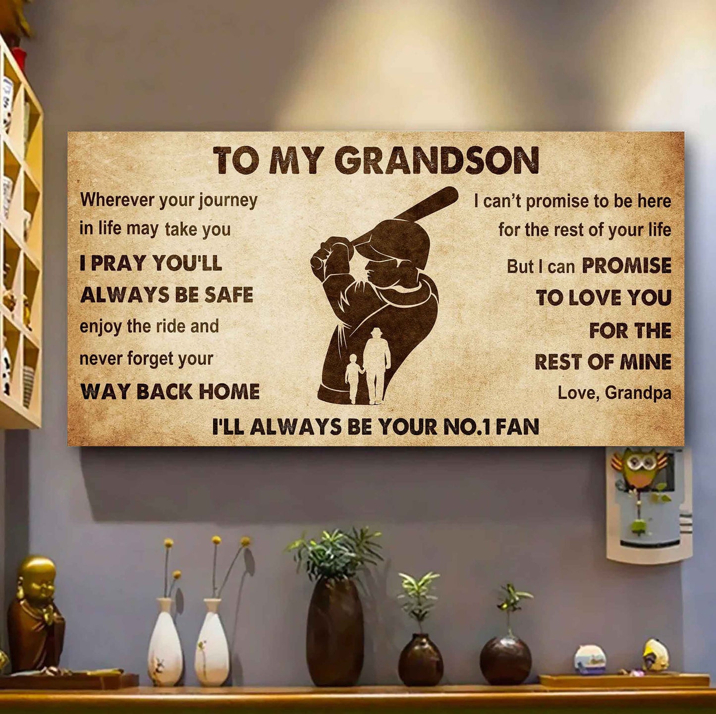 Personalized Sport  Baseball Poster Canvas I'll Be Your No 1 Fan Grandpa To Grandson - Never Forget Your Way Back Home