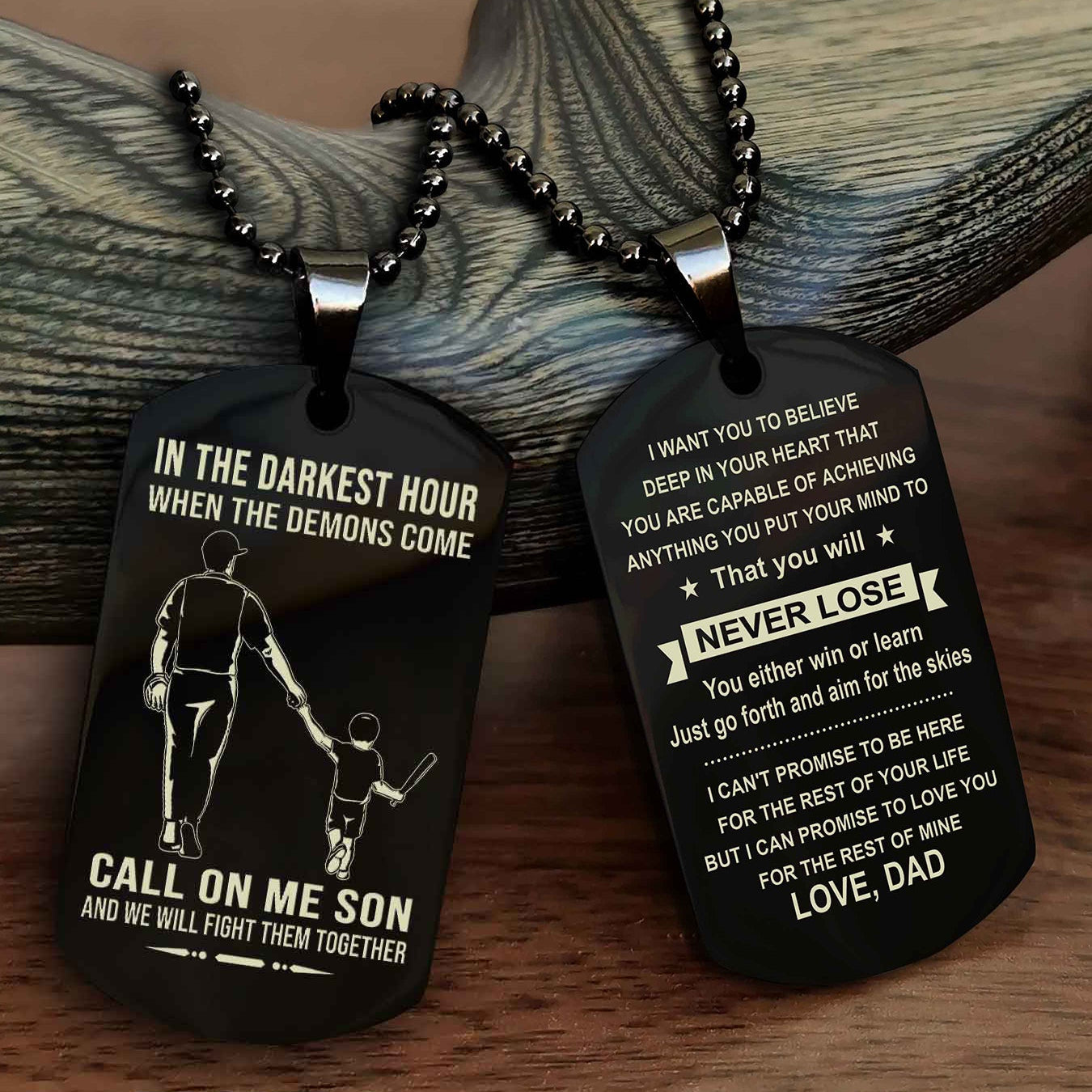 DRB Double Sided Dog Tag Call On Me Son - Gift For Son From Dad You Will Never Lose You Either Win Or Learn