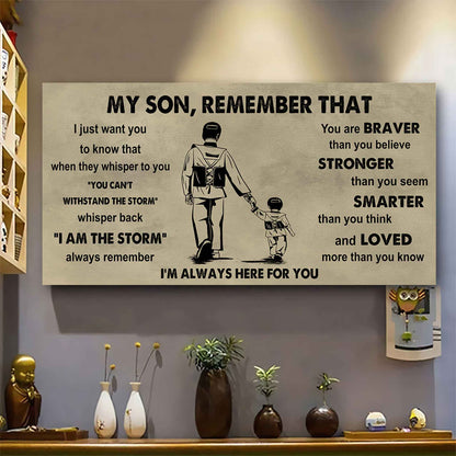 Personalized Sport Poster Canvas -  My Son Remember That Whisper Back I Am The Storm