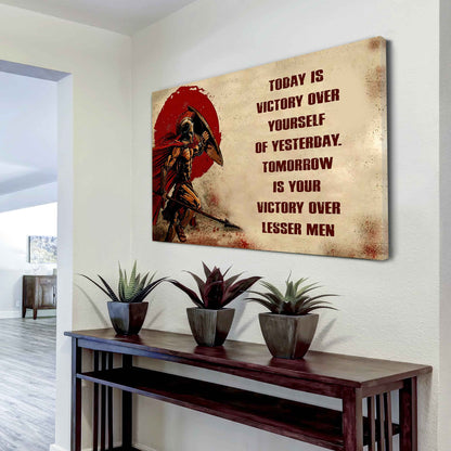 Knight Templar Poster Canvas Today Is Victory Over Yourself Of Yesterday Best Gift With Motivation Quotes