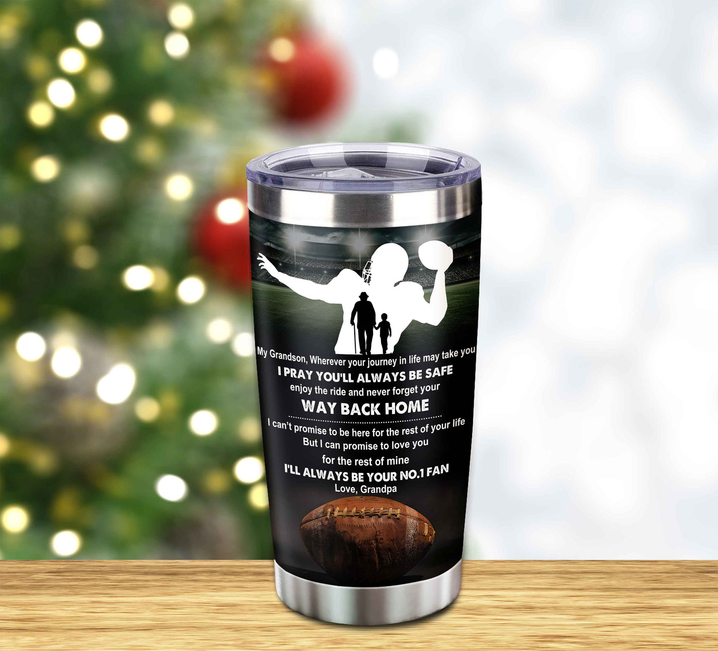 Customizable Tumbler To My Grandson With Inspriration Quotes From Grandpa And Grandma