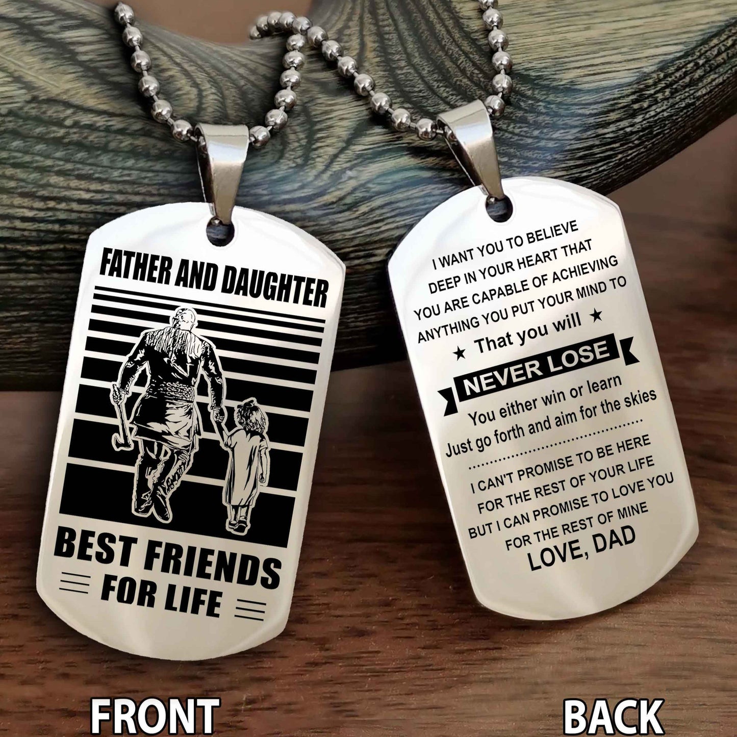 Viking Personalized Double Sided Dog Tag Silver To My Son I Love You - You Will Never Lose You Either Win Or Learn From Dad To Son
