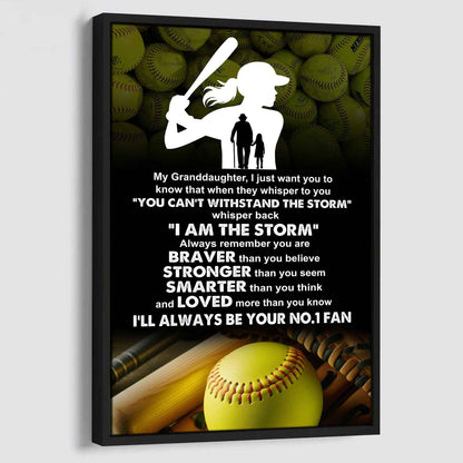 Baketball Poster Canvas Grandpa To Granddaughter - Whisper Back I Am The Storm I Will Always Your No 1 Fan