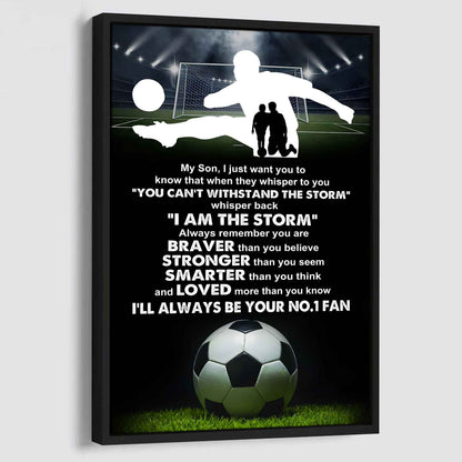 Baseball Poster Canvas Dad To Son - Whisper Back I Am The Storm I Will Always Your No 1 Fan