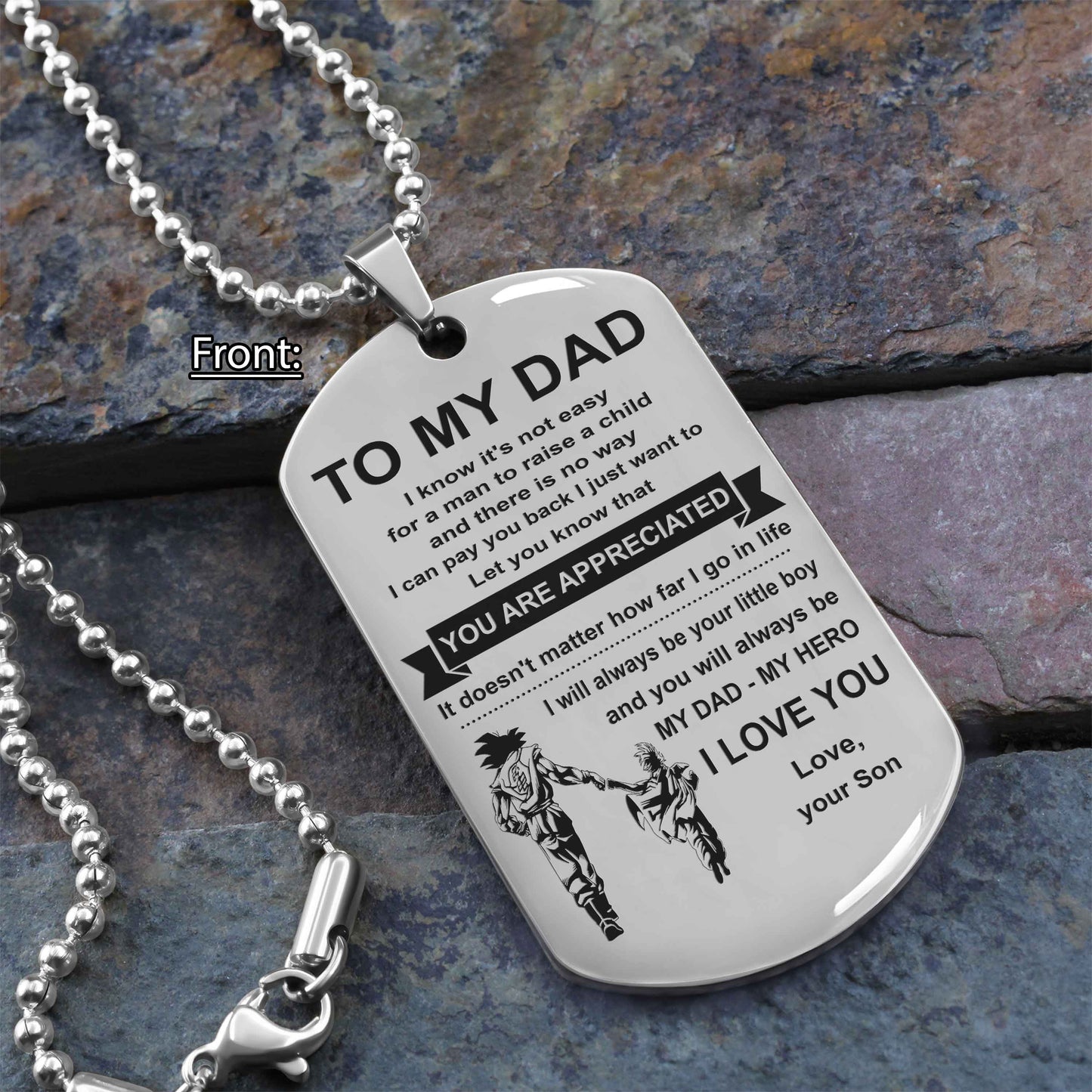Biker One Side Dog Tag To My Dad I Know It's Not Easy - You Are My Hero Gift From Son To Dad Father's Day Gift