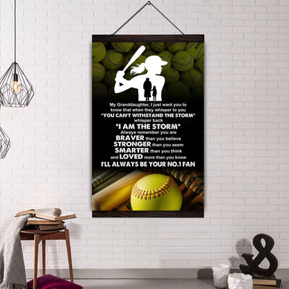 Baketball Poster Canvas Grandma To Granddaughter - Whisper Back I Am The Storm I Will Always Your No 1 Fan