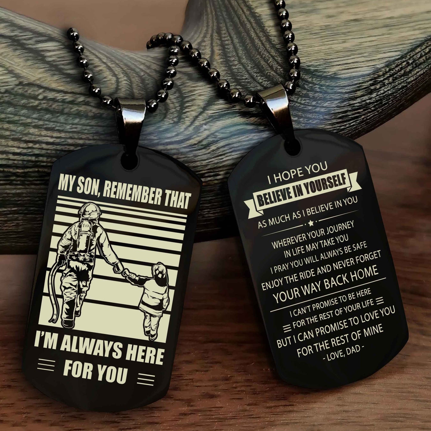 DRB Personalized Double Sided Dog Tag My Son Remember That I Will Always Here Never Forget Your Way Back Home