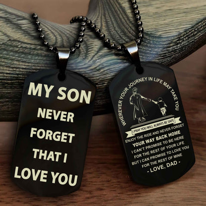 Knight Templar Double Sided Dog Tag To My Son Never Forget That I Love You - Gift For Son Never Forget Your Way Back Home