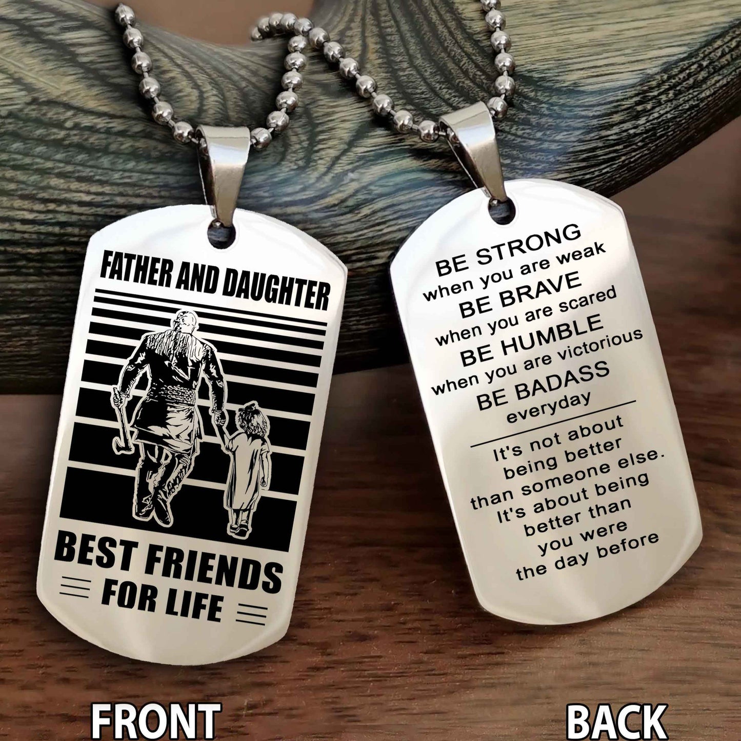 Viking Personalized Double Sided Dog Tag Silver To My Son I Love You - Be Strong When You Are Weak Gift From Dad To Son