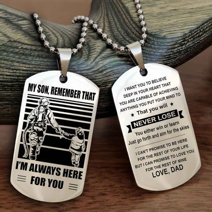 DRB Personalized Double Sided Dog Tag My Son Remember That I Will Always Here You Will Never Lose You Either Win Or Learn
