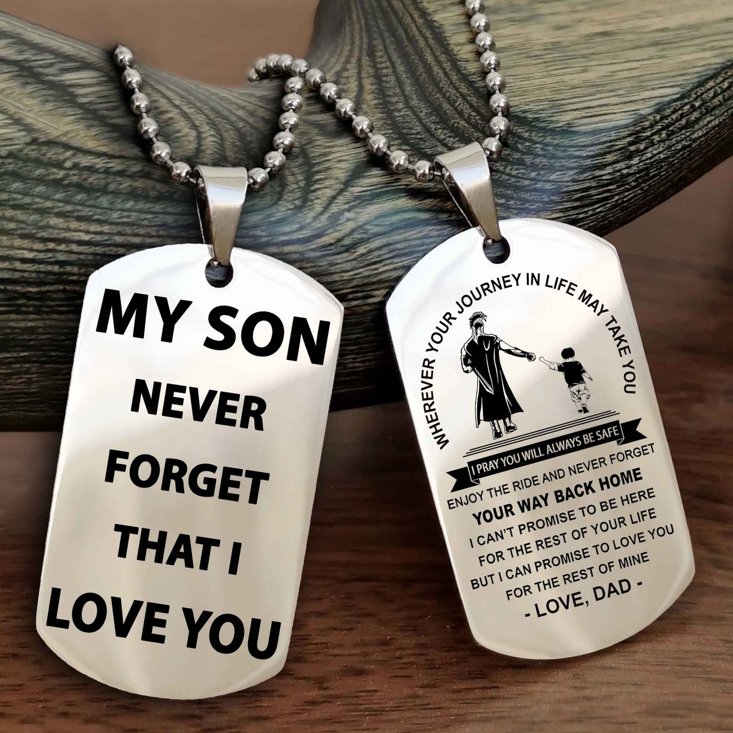 Knight Templar Double Sided Dog Tag To My Son Never Forget That I Love You - Gift For Son Never Forget Your Way Back Home