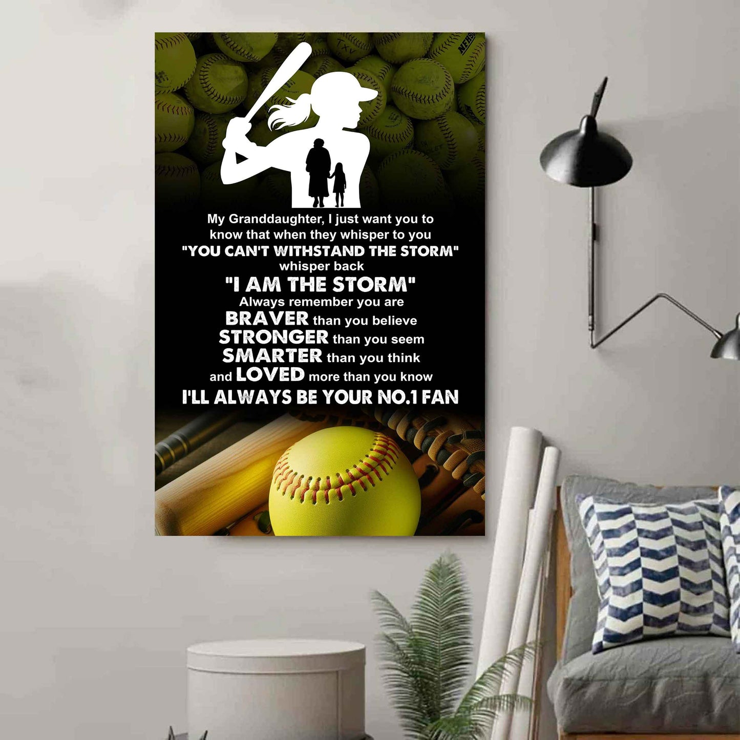 Baketball Poster Canvas Grandma To Granddaughter - Whisper Back I Am The Storm I Will Always Your No 1 Fan