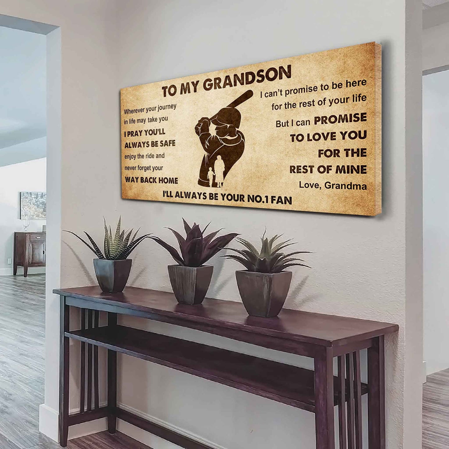 Personalized Sport Baseball Poster Canvas I'll Be Your No 1 Fan Grandma To Grandson - Never Forget Your Way Back Home