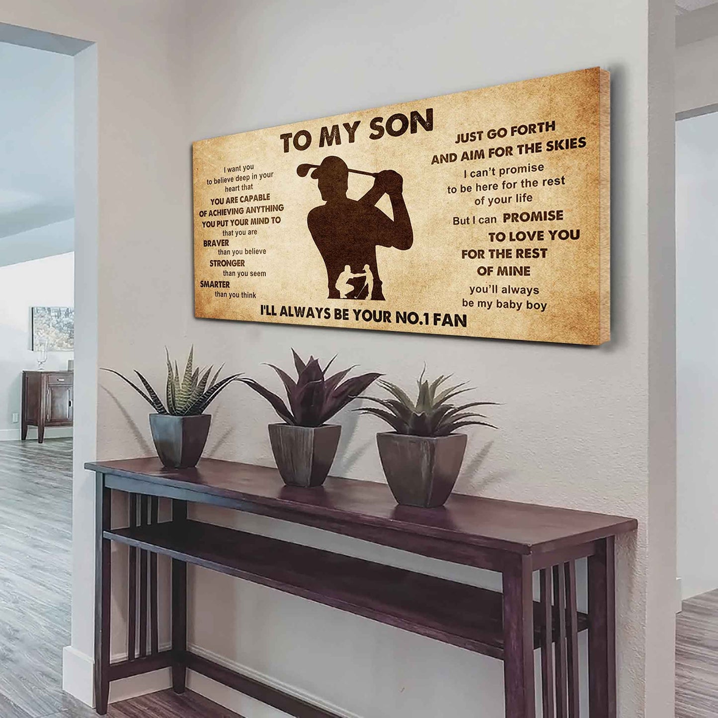 Personalized Sport Poster Canvas I'll Be Your No 1 Fan Dad To Son - That You Are Braver Than You Believe Just Go Forth