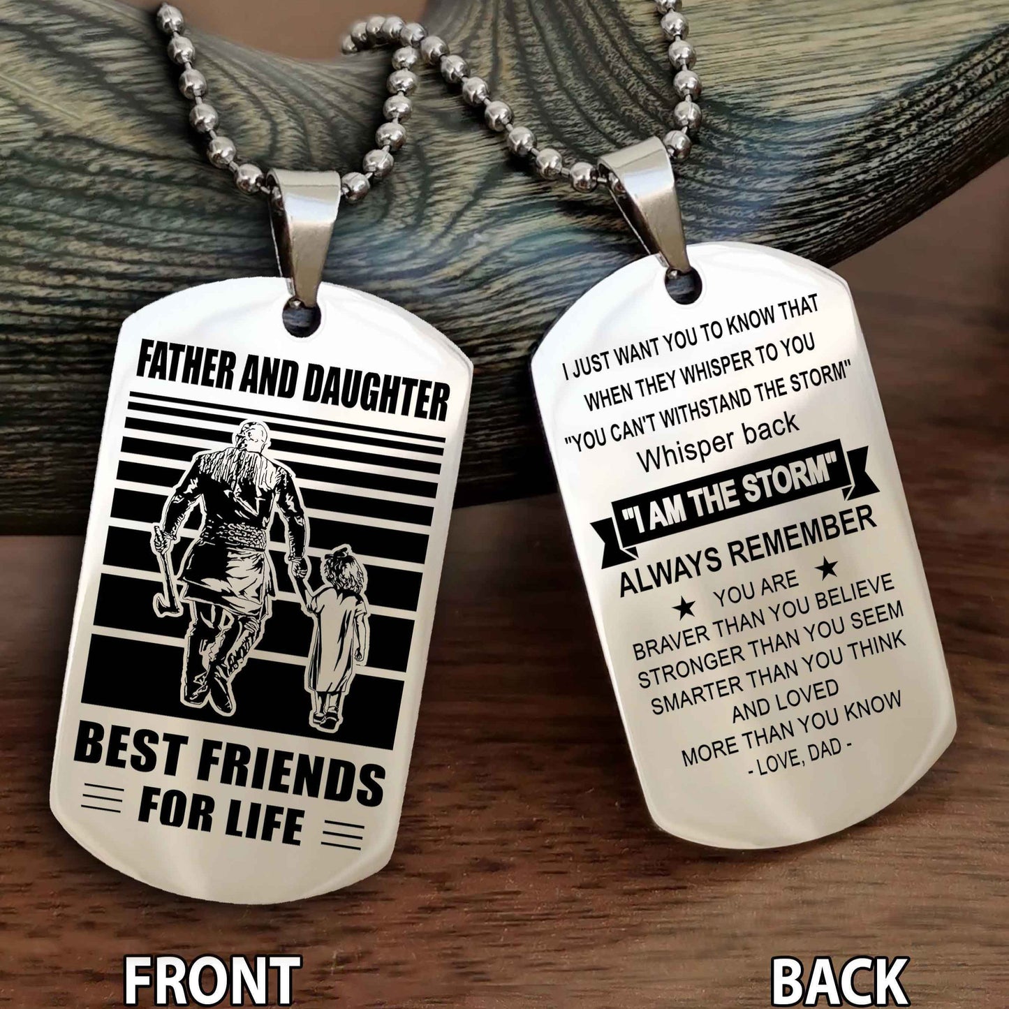 Viking Personalized Double Sided Dog Tag Silver To My Son I Love You - Whisper Back I'm The Storm