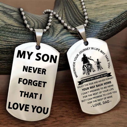 Knight Templar Double Sided Dog Tag To My Son Never Forget That I Love You - Gift For Son Never Forget Your Way Back Home