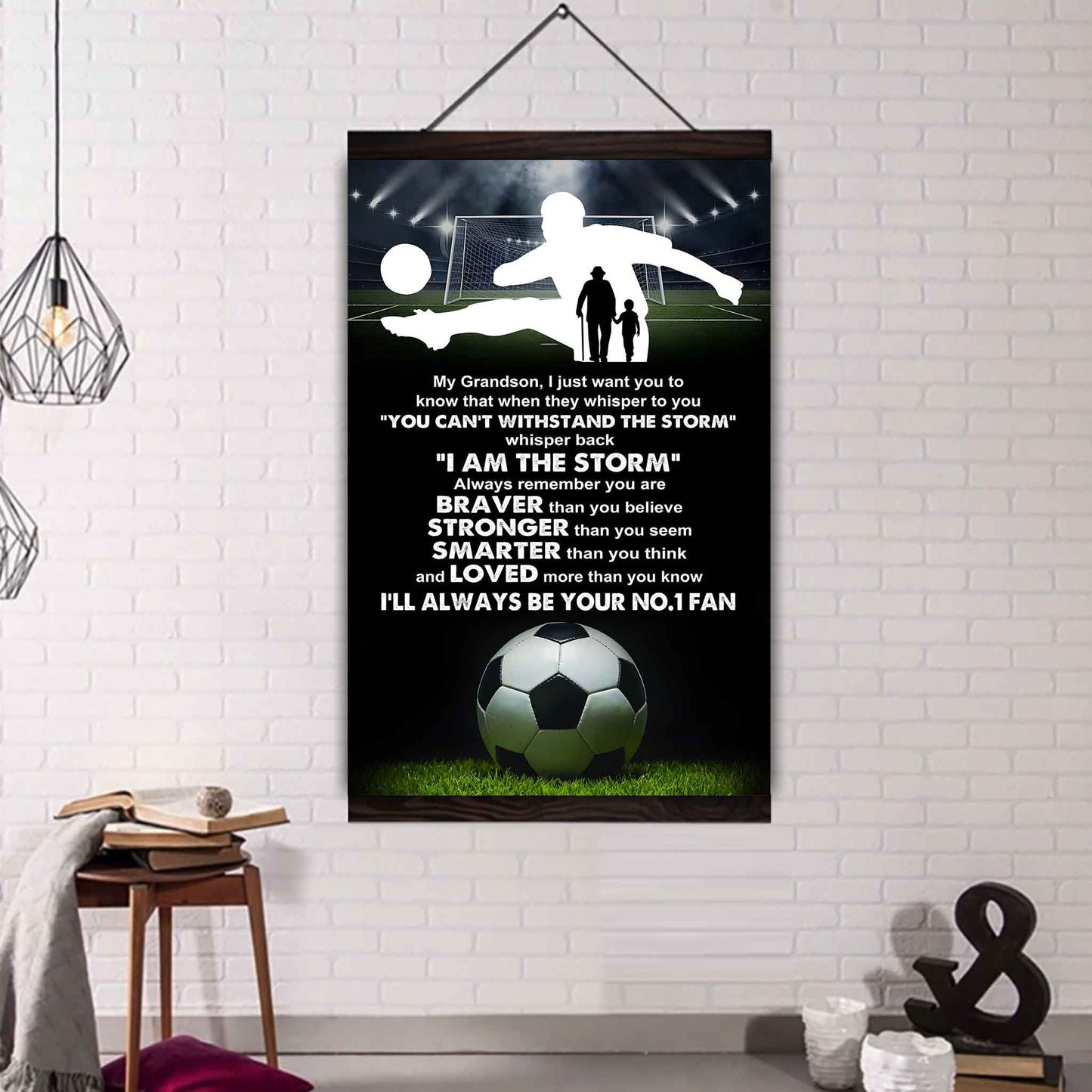 Sport Basketball Poster Canvas Granpa To Grandson - Whisper Back I Am The Storm I Will Always Your No 1 Fan